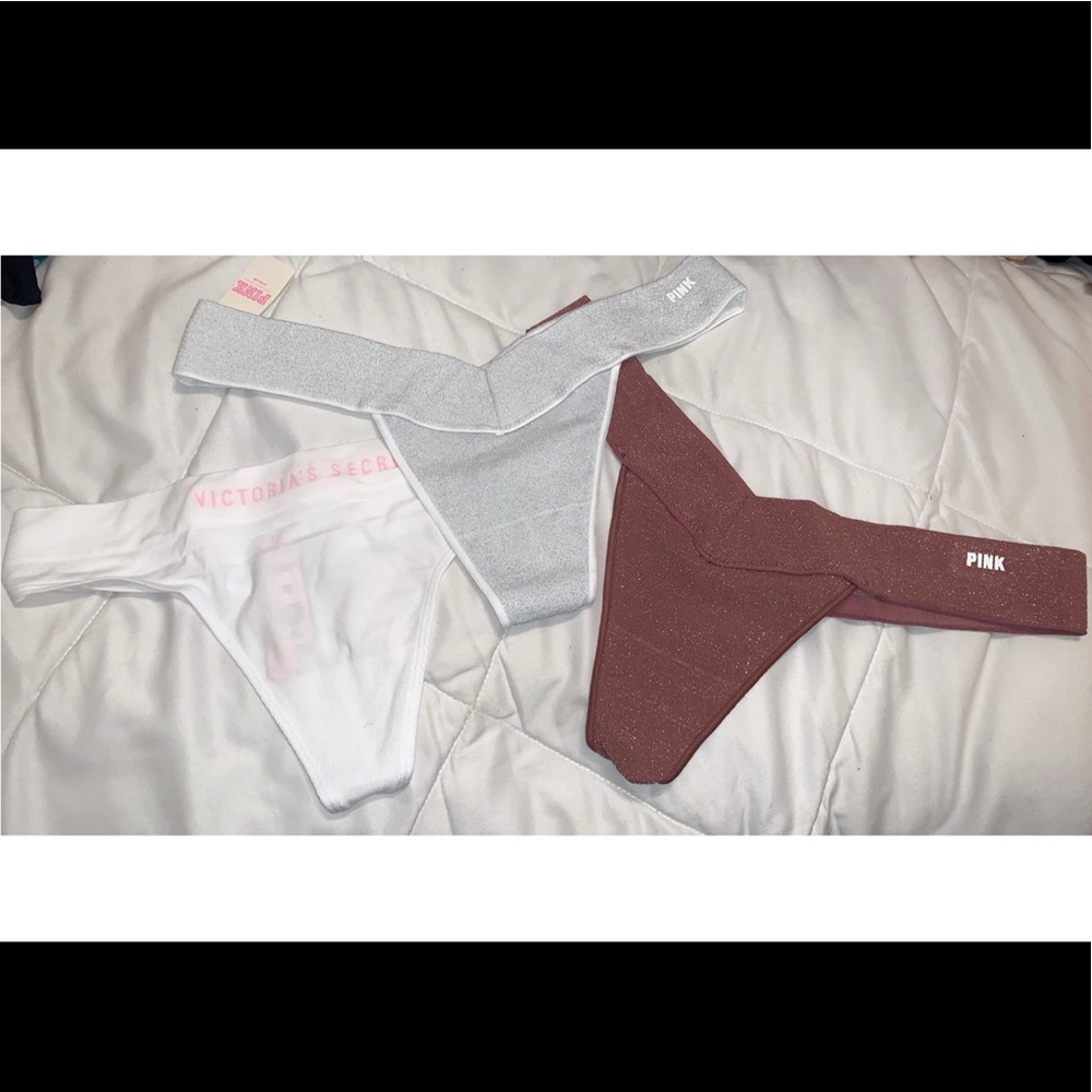 3 pk PINK Victoria Secret thongs . Size M